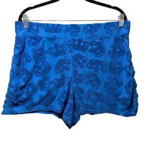 Juicy Couture‎ Terry Cloth Shorts Crown Print Lounge Casual XXL Blue Y2K Style